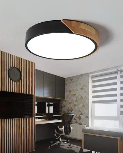 Moderne ronde plafondlamp met houtaccent en LED verlichting – minimalistische designlamp in 23 30 40 50 en 60 cm