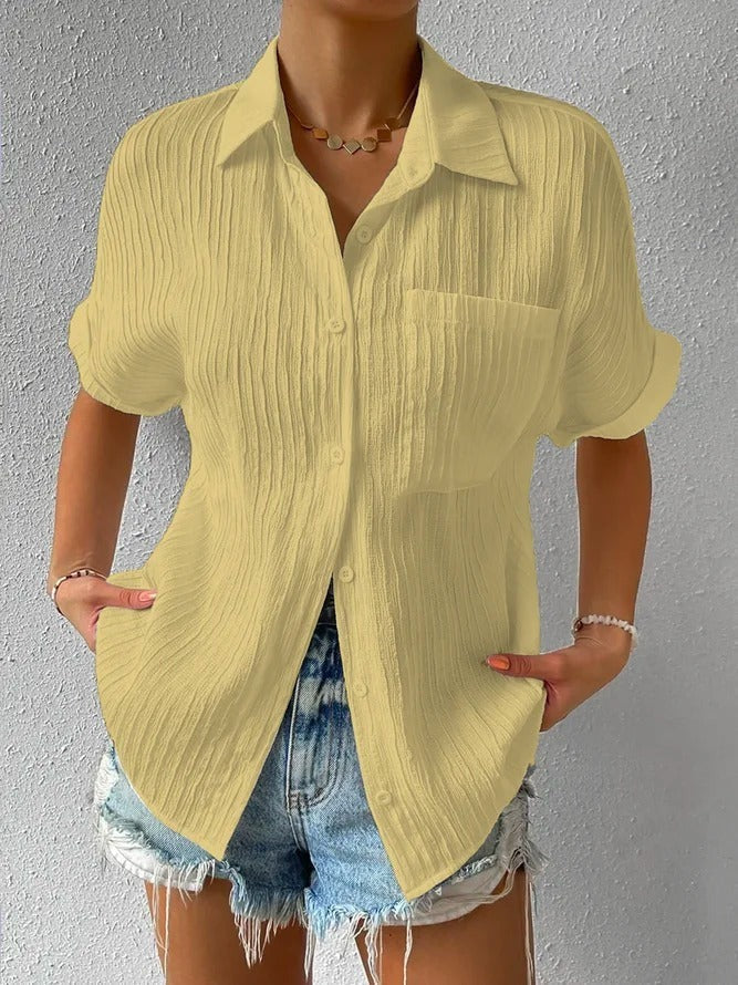 Dames Blouse Losse Pasvorm met Borstzak en Vrouwelijke Stijl