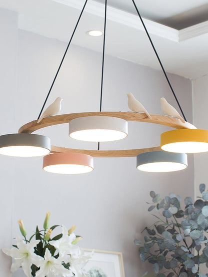 Decoratieve Vogelkroonluchter met Gekleurde Cirkels voor Eetkamer en Woonkamer