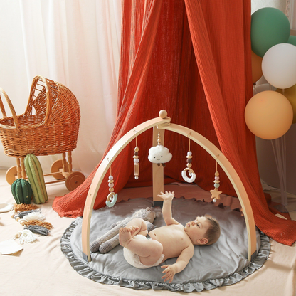 Houten Speelboog met Hangend Speelgoed voor Baby's - Stimuleert Motoriek en Zintuigen - Natuurlijk Hout - Nordic Design