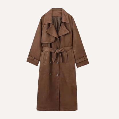 Dames Trenchcoat Imitatiesuède Oversized Lange Jas