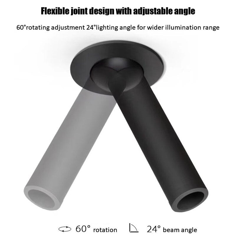 Moderne LED Plafondspot Cilindrisch Design – 7W Inbouwspot Aluminium Zwart Wit Nikkel 12-32cm – Verstelbare Richtspot Warm/Koud Licht – Designverlichting Woonkamer Hal Gang Kantoor