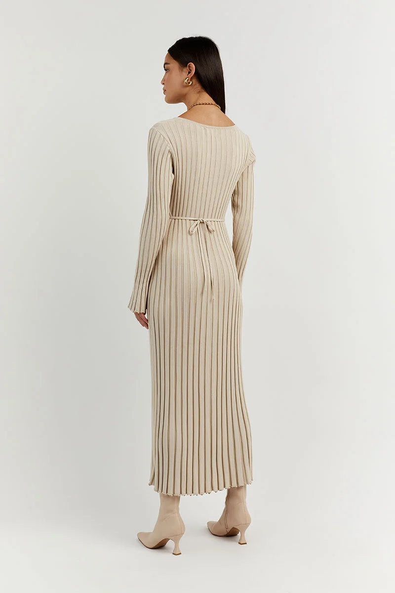 Zwarte Midi Jurk V-Hals Elegante Avondjurk