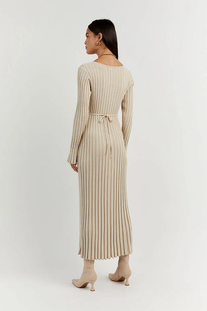Zwarte Midi Jurk V-Hals Elegante Avondjurk