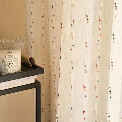 Regenboog Tule Vitrage – Zachte Kleuren Gordijn met Vrolijke Geborduurde Details voor Woonkamer, Slaapkamer en Balkon