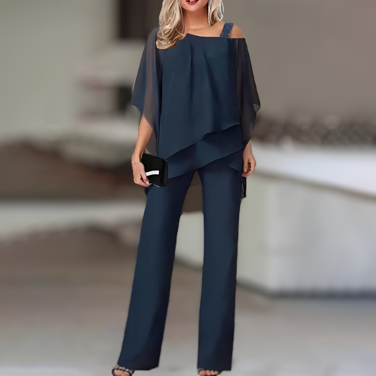 Dames Co-ord Set Off-Shoulder Elegante Jurk Blazer