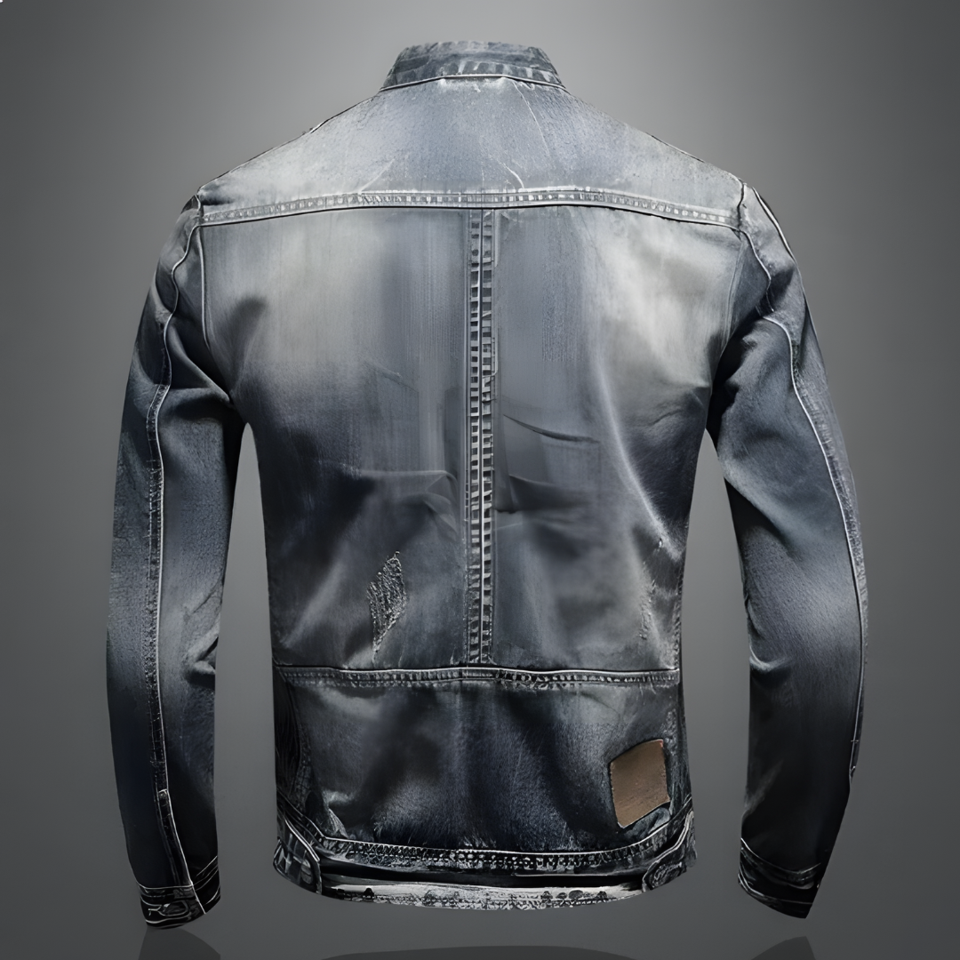 Heren Leren Jas Biker Model Denim Look
