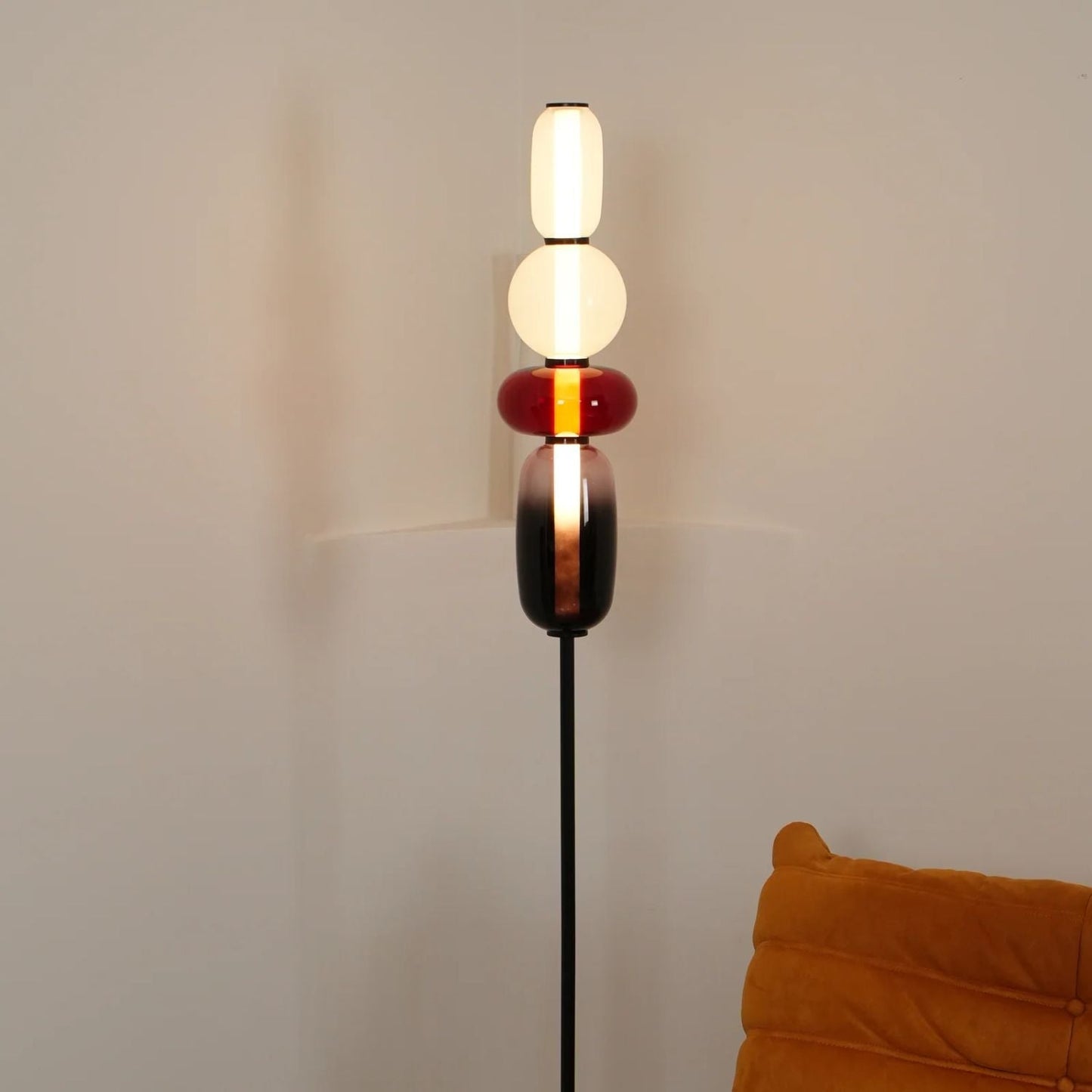 Vloerlamp Glas LED 130 of 160 cm Rood Wit Zwart Woonkamer Design Staande Lamp Lichtobject Interieur