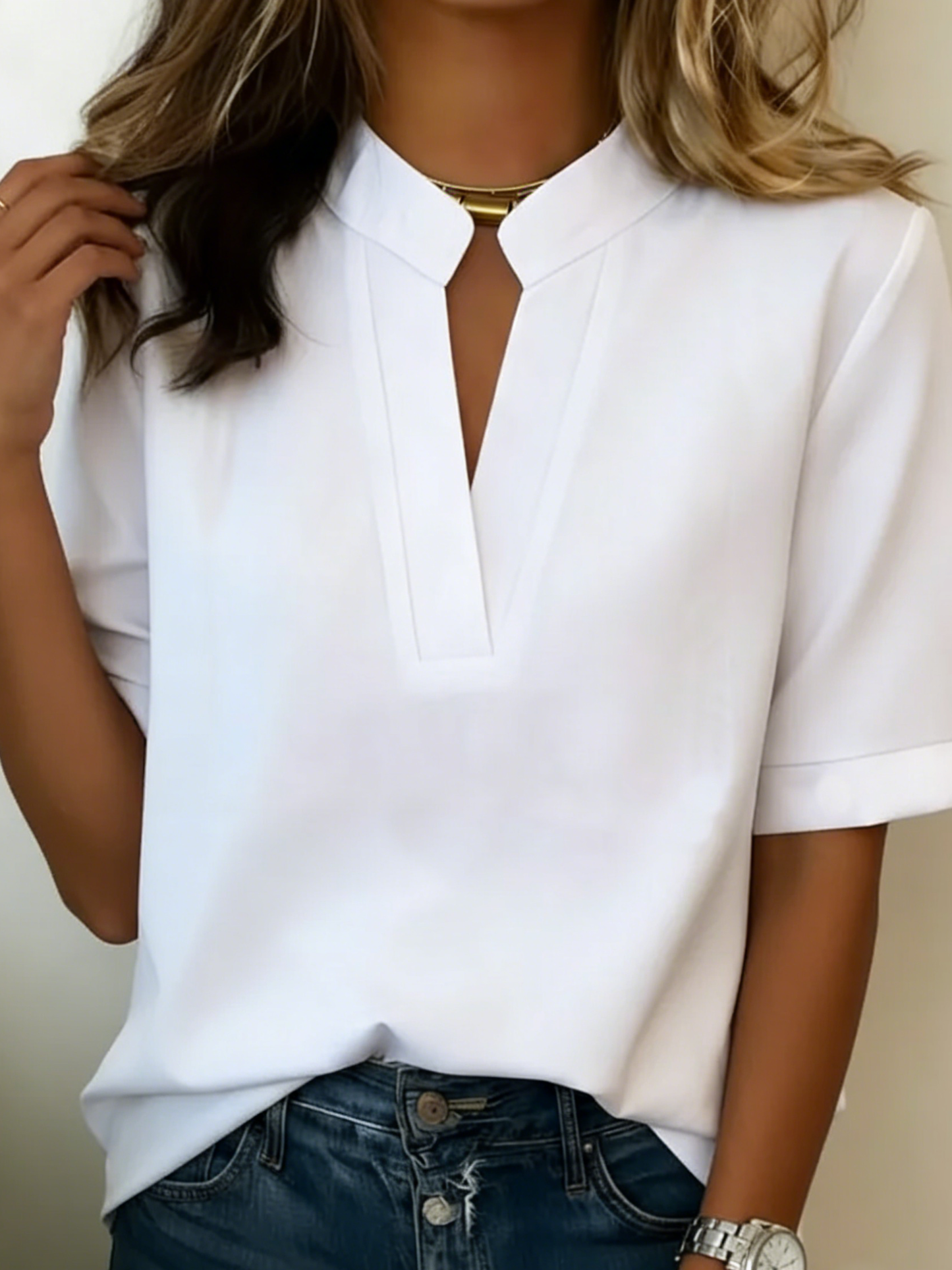Dames Blouse V-hals Elegant Detail - StudioMarella