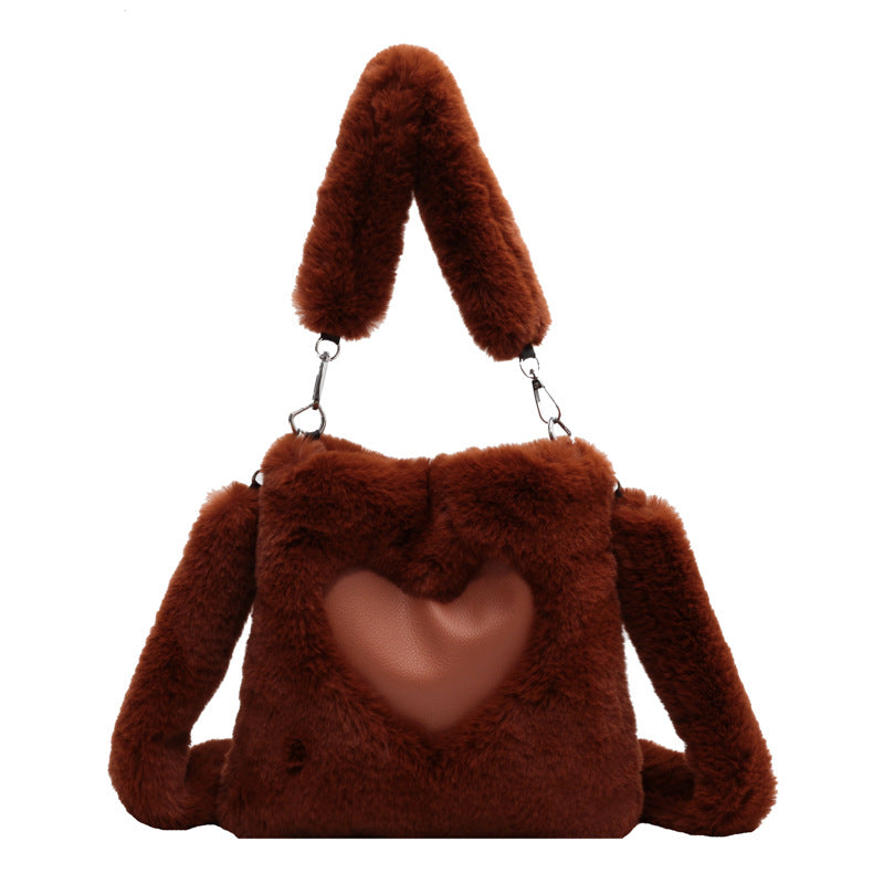 Dames Schoudertas Teddy Harten Detail Stijlvol