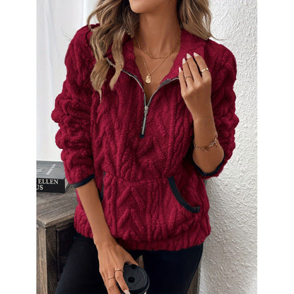 Dames Teddy Trui Zacht Warme Half-Zip Sweater