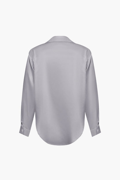 Vrouwelijke Blouse van Satijn Lang Mouw Elegant Model