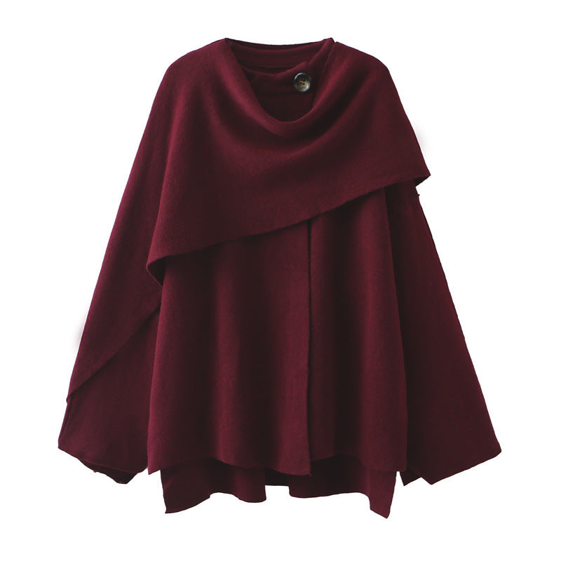 Dames Jas Cape Warm met Sjaal Asymmetrisch Model