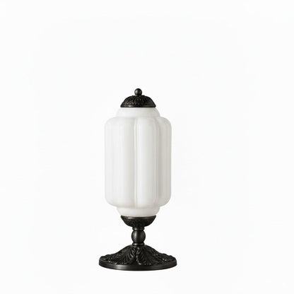 Glazen Tafellamp met Scallop Design Vintage Stijl Slaapkamer Woonkamer Accentverlichting Zwart Messing Matglas