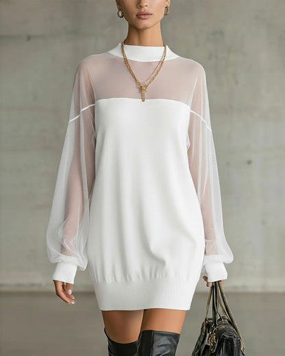 Zomerjurk Vrouw Lantaarnmouwen Patchwork Jurk Korte Mouw
