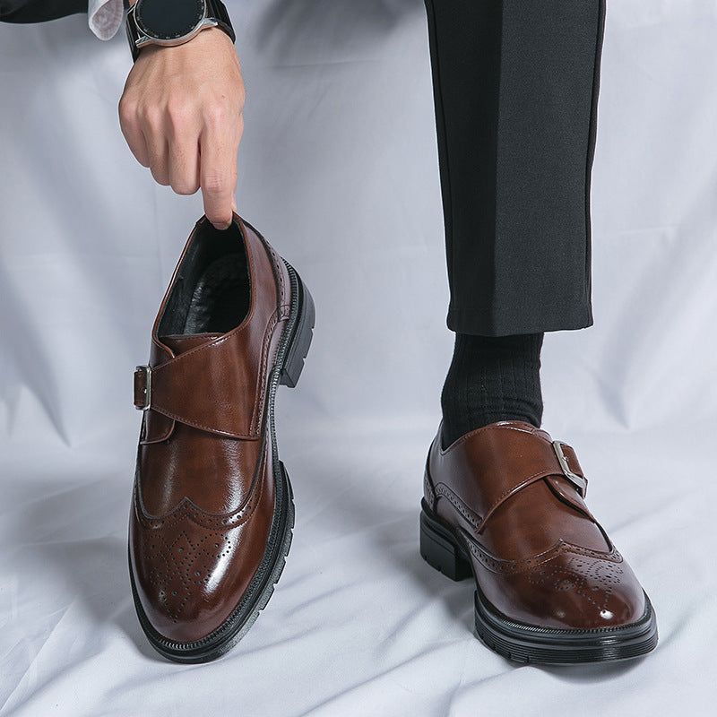 Heren Leren Boots Klassiek met Gesp en Stevige Zool