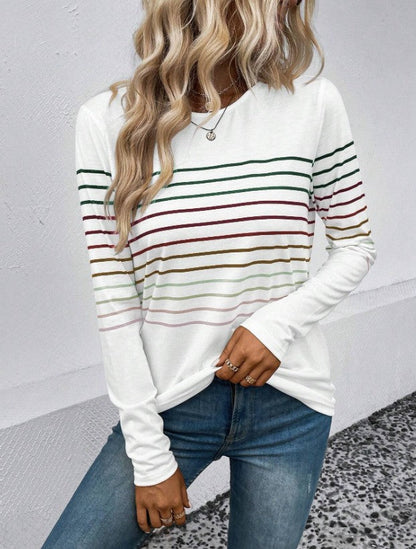 Dames T-shirt Lange Mouwen Streepjes Stijlvol Basic