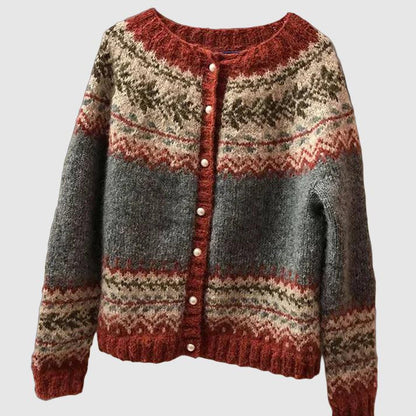 Dames Gebreide Vest Warm Fair Isle Patroon Winter Cardigan - StudioMarella