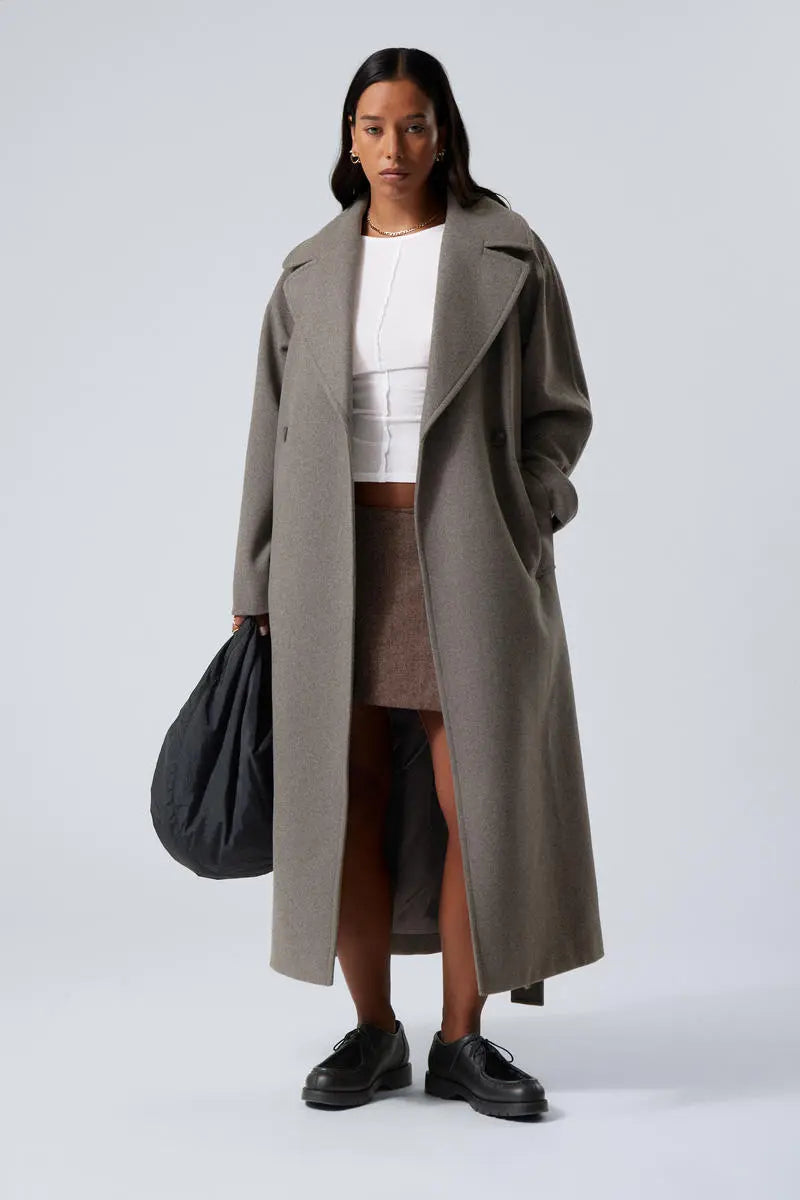 Damescoat Lange Oversized Wollen Mantel Warm - StudioMarella