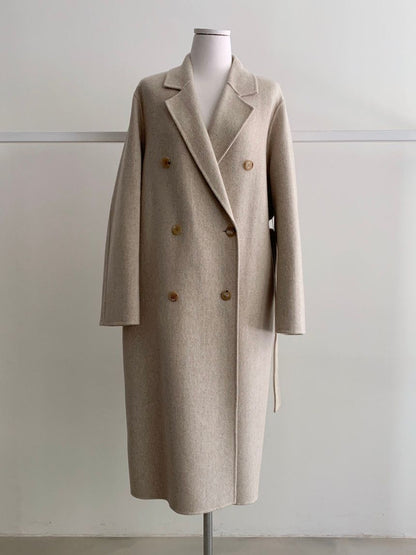 Dames Wollen Mantel Lange Model met Ceintuur