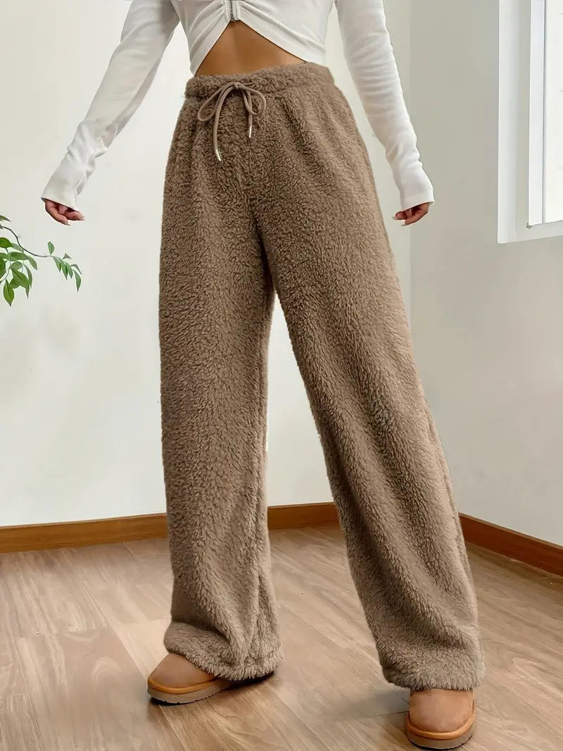 Vrouwen Broek Wijde Pijpen met Koord → Vrouwen Broek Wijd Model met Koord en Stretch