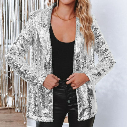Glitter Jasje voor Vrouw Feestelijk Blazer met Pailletten