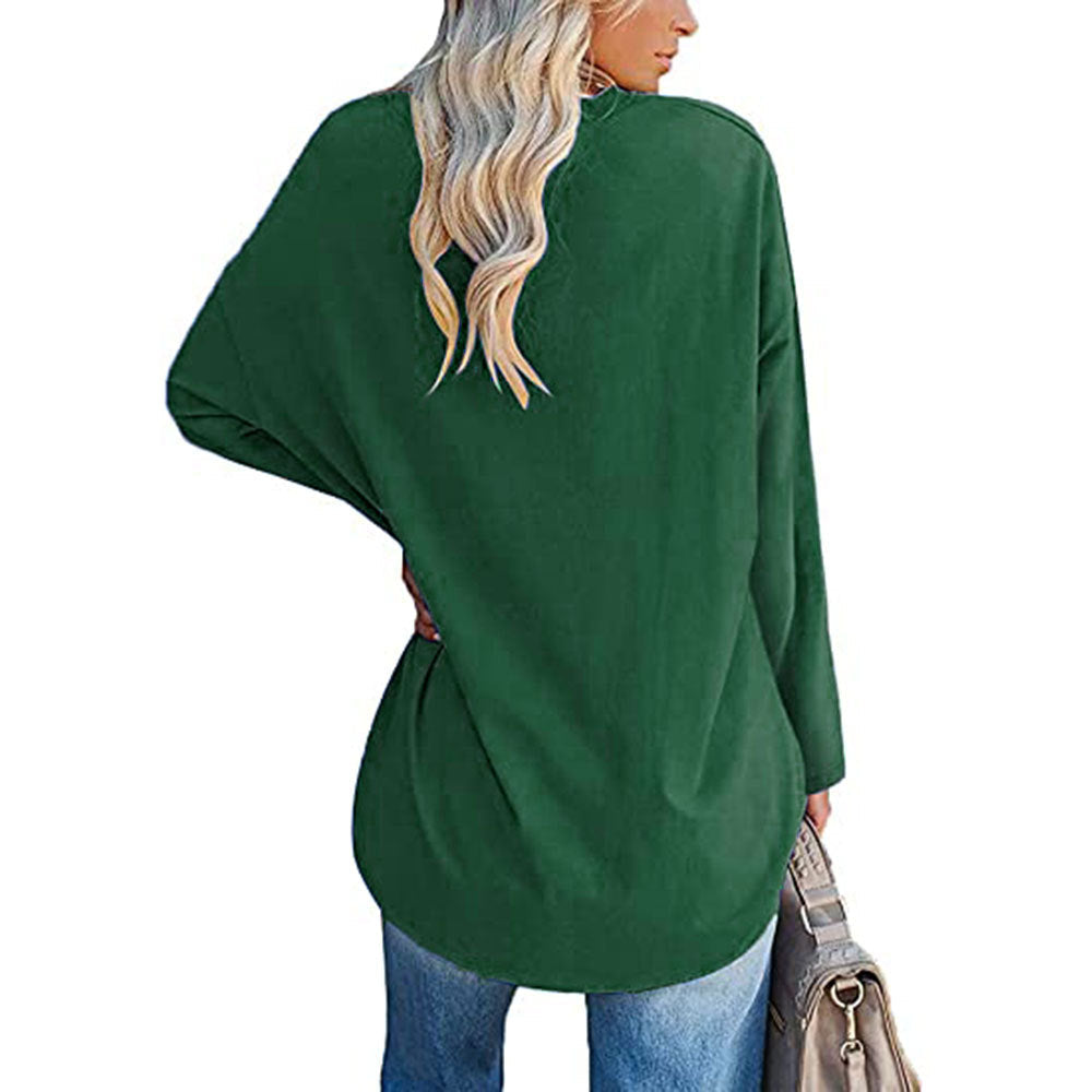 Dames T-shirt Lange Mouwen Oversized Casual V-hals