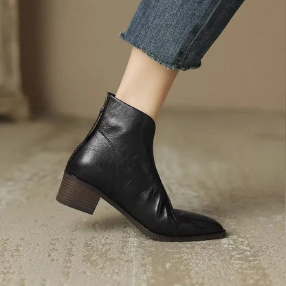 Dames Enkelboots met Hak – Retro Stijl voor Herfst en Winter