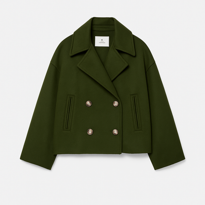 Dames Peacoat Dubbelrij Relaxed Fit Lange Jas