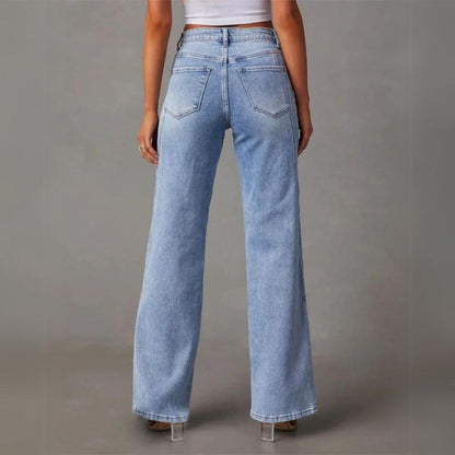 Hoge Taille Wijde Jeans Dames Comfortabele Pijpen
