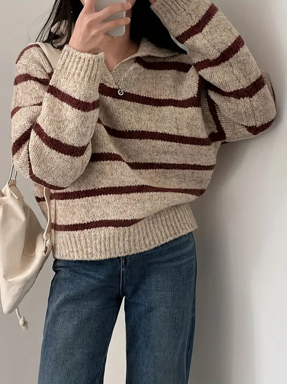 Streepjes Trui V-Hals Casual Stijl