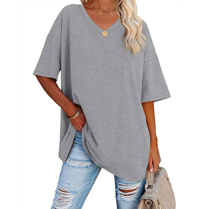 Dames T-shirt V-hals Losse Fit Basis Top Casual