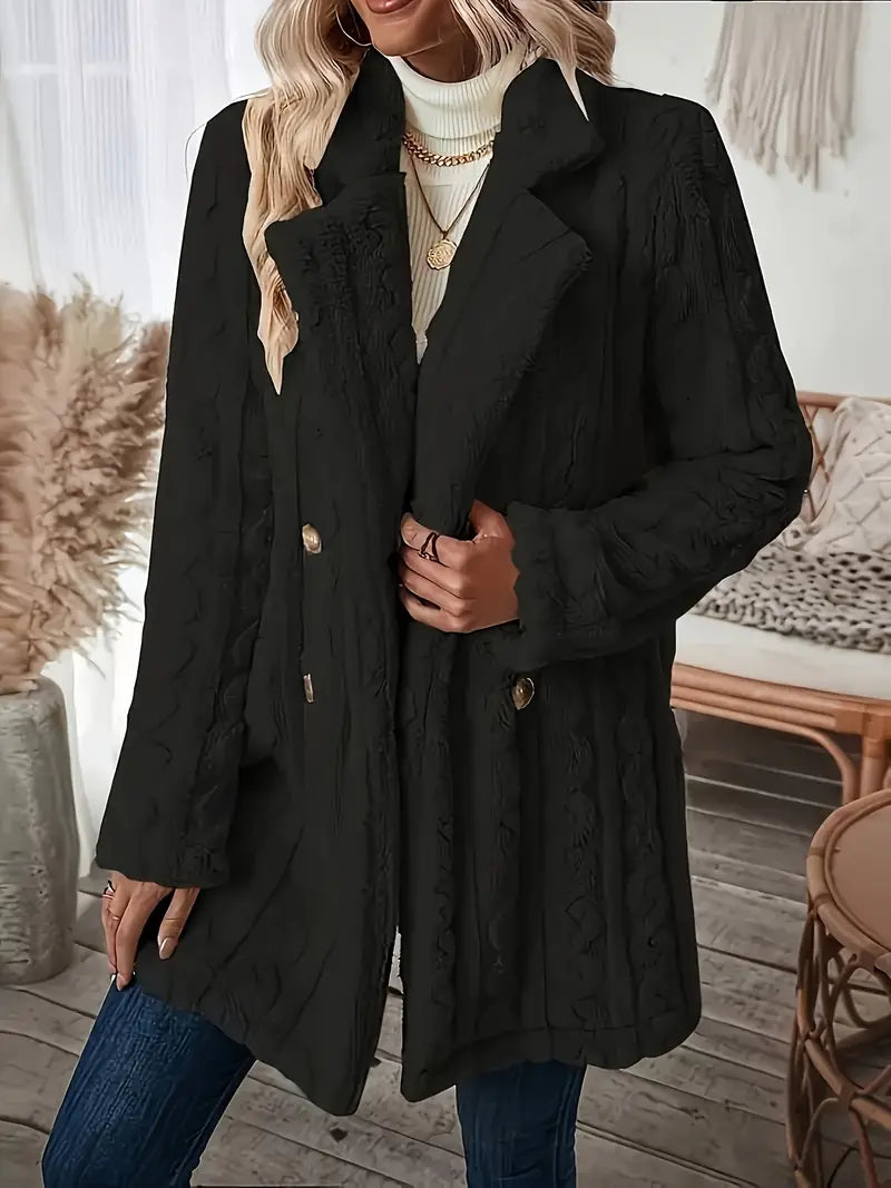 Ceretta Donkere Jas met Pluizige Revers Warm en Stijlvol → Ceretta Donkerblauwe Jas met Pluizige Revers Warm