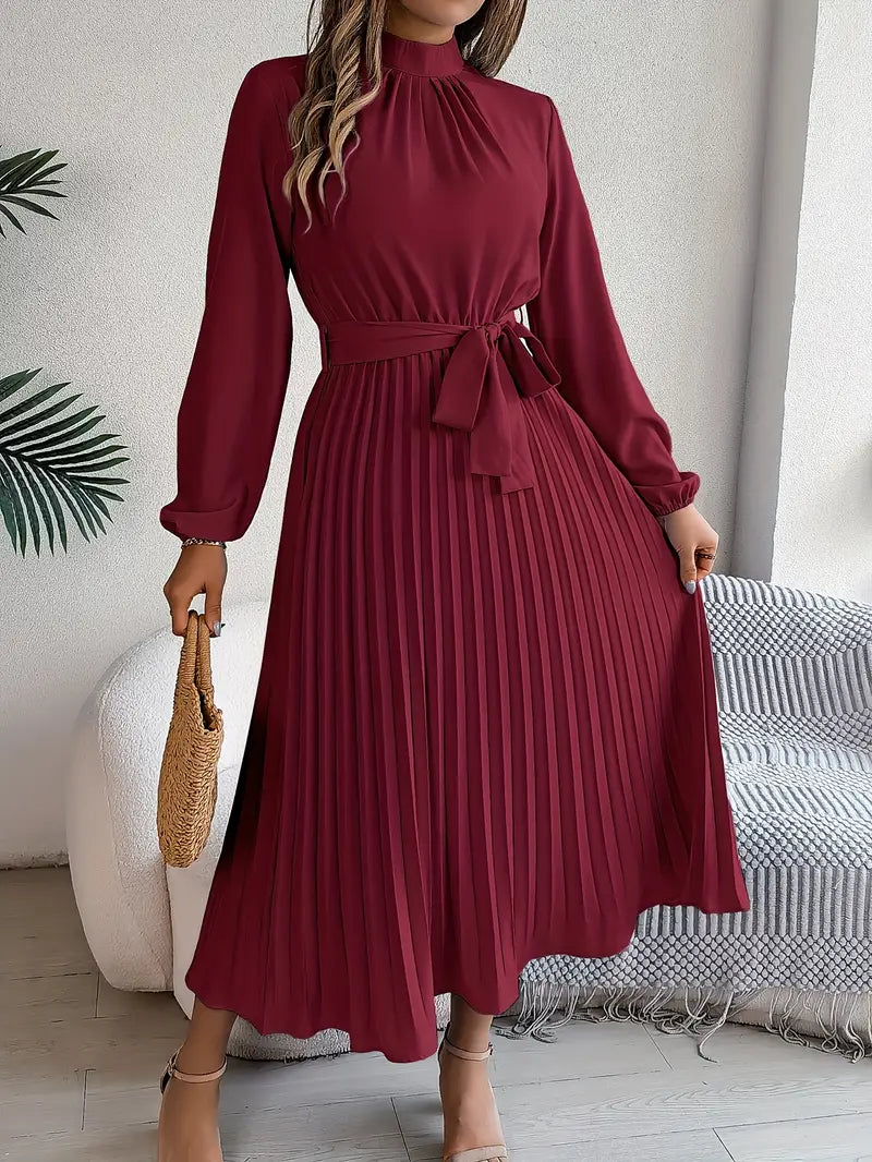Midi Jurk met Ceintuur Minimalistisch Design