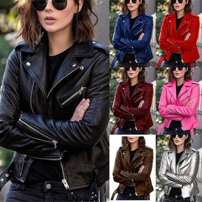 Dames Biker Jas van PU Leder Trendy en Stijlvol