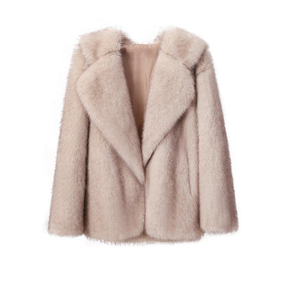 Dames Faux Fur Jas Zomer Trendy Grote Kraag
