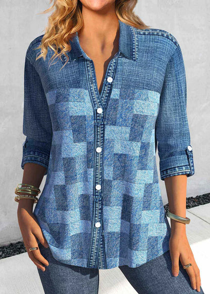 Vrouwelijke Blouse Geruit Casual Dagelijks - StudioMarella