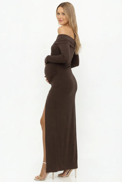 Zwangerschapsjurk Maxi Off Shoulder Elegante Zomerjurk voor Dames