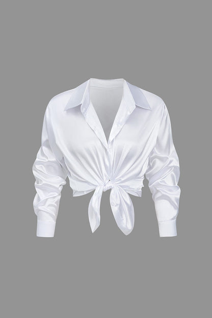 Vrouwelijke Blouse van Satijn Lang Mouw Elegant Model
