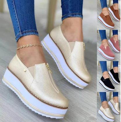 Dames Instappers Plateauzool met Rits Comfortabele Trendy Schoenen