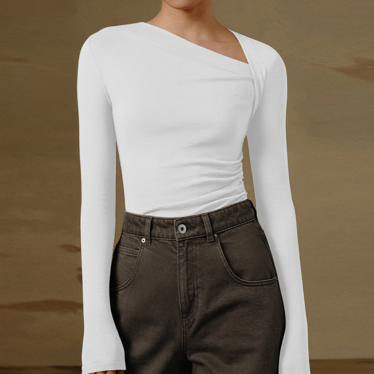 Dames Top Lange Mouwen Asymmetrische Klassieke Stijl