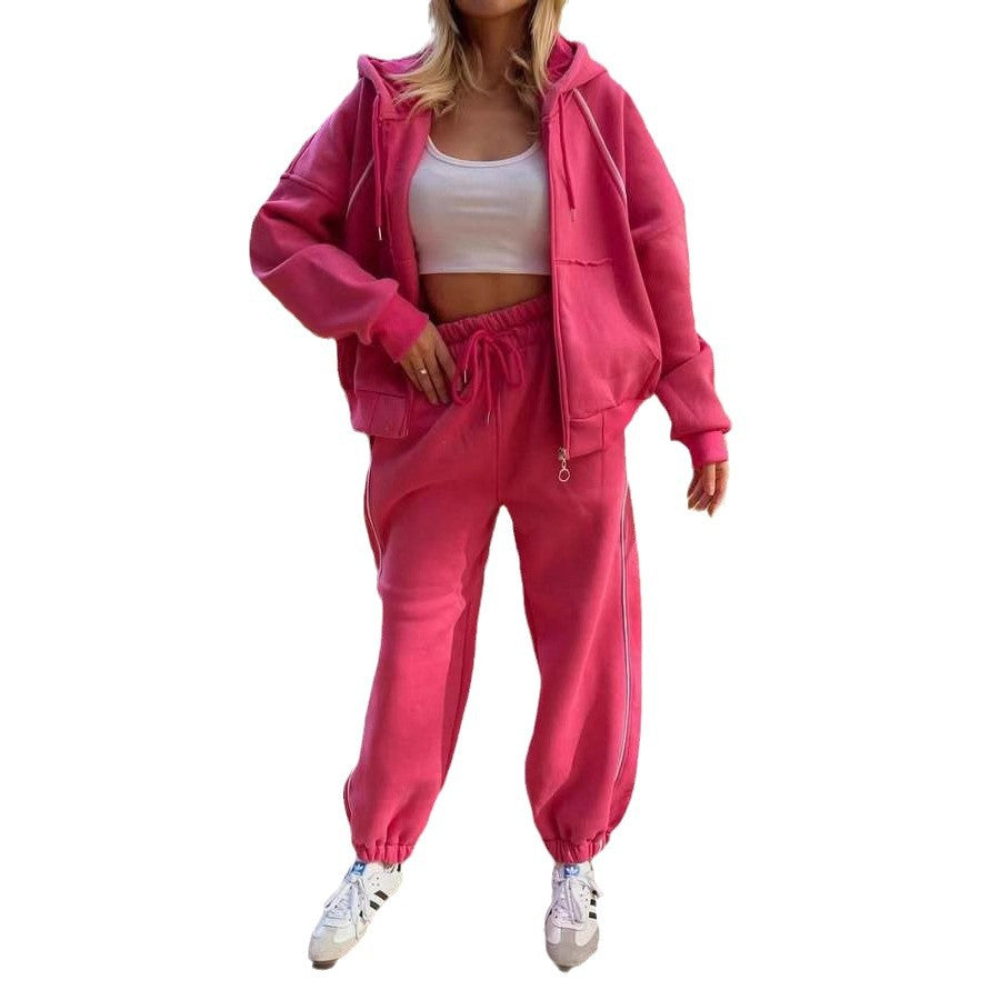 Dames Joggingset Sportief met Capuchon Vest en Joggerbroek