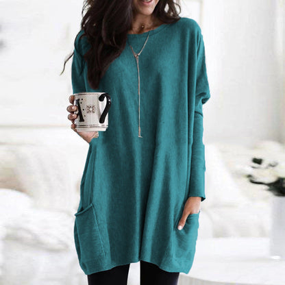 Dames Top met Lange Mouwen en Zakken Basis Collectie → Dames Top Lange Mouwen Zakken Comfortabel Basis