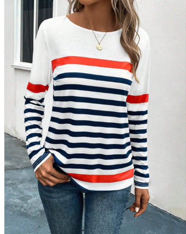 Dames Blouse Lange Mouw Gestreept Klassiek