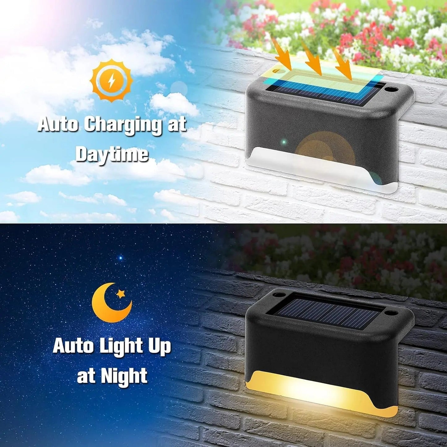 Solarlampen Buiten Set 4 Stuks ABS IP65 Warm Wit Bewegingssensor Terras Oprit Tuin Automatisch Zonne-energie Kabellos Wandlamp Buitenlamp