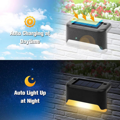 Solarlampen Buiten Set 4 Stuks ABS IP65 Warm Wit Bewegingssensor Terras Oprit Tuin Automatisch Zonne-energie Kabellos Wandlamp Buitenlamp