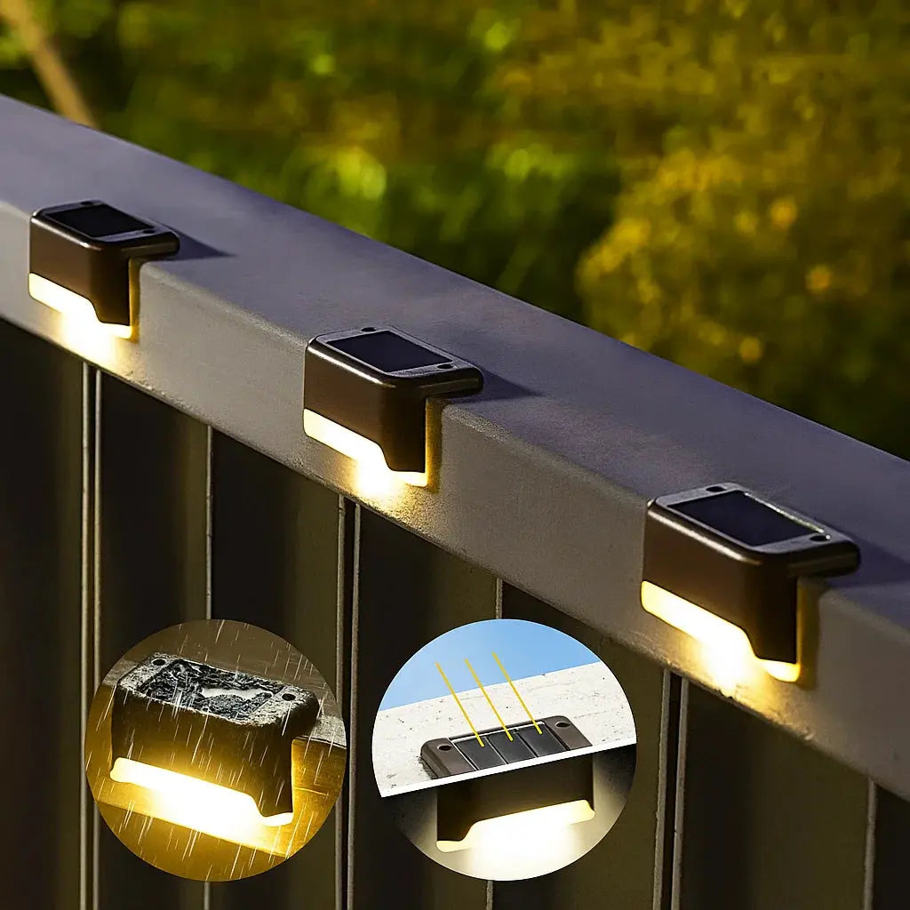 Solarlampen Buiten Set 4 Stuks ABS IP65 Warm Wit Bewegingssensor Terras Oprit Tuin Automatisch Zonne-energie Kabellos Wandlamp Buitenlamp