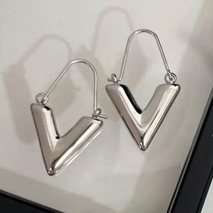 Zilveren V-Oorbellen voor Dames Retro Stijl