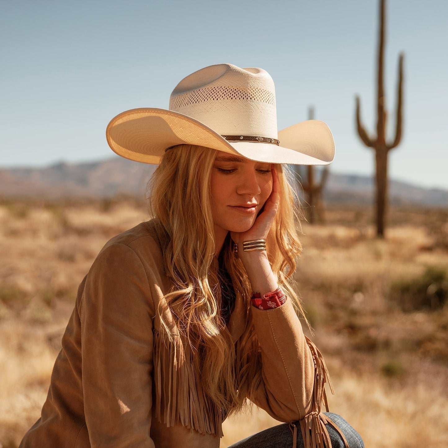 Cowboyhoed van Stro met Lederen Band en Metallic Accenten – Verstelbaar 58-60 cm
