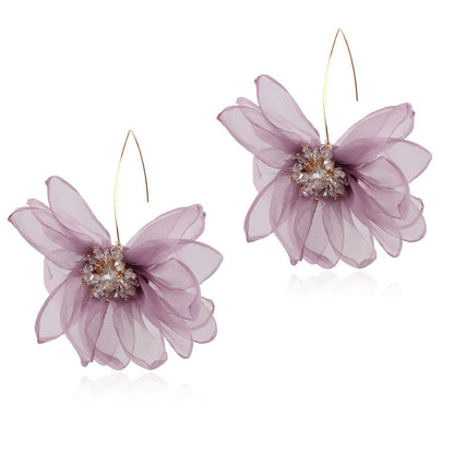 Dames Oorbellen Bloemmotief met Organza Stof